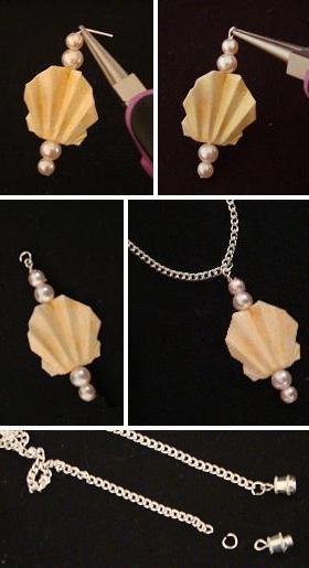 origami shell necklace