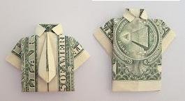 dollar bill origami shirt