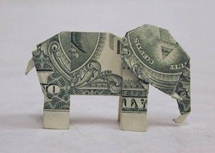 dollar bill origami elephant