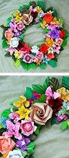 origami flower wreath