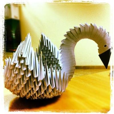 3d modular origami mini swan
