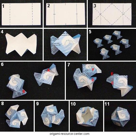 Business Card Origami Cuboctahedron Easy DIY paper origami projects